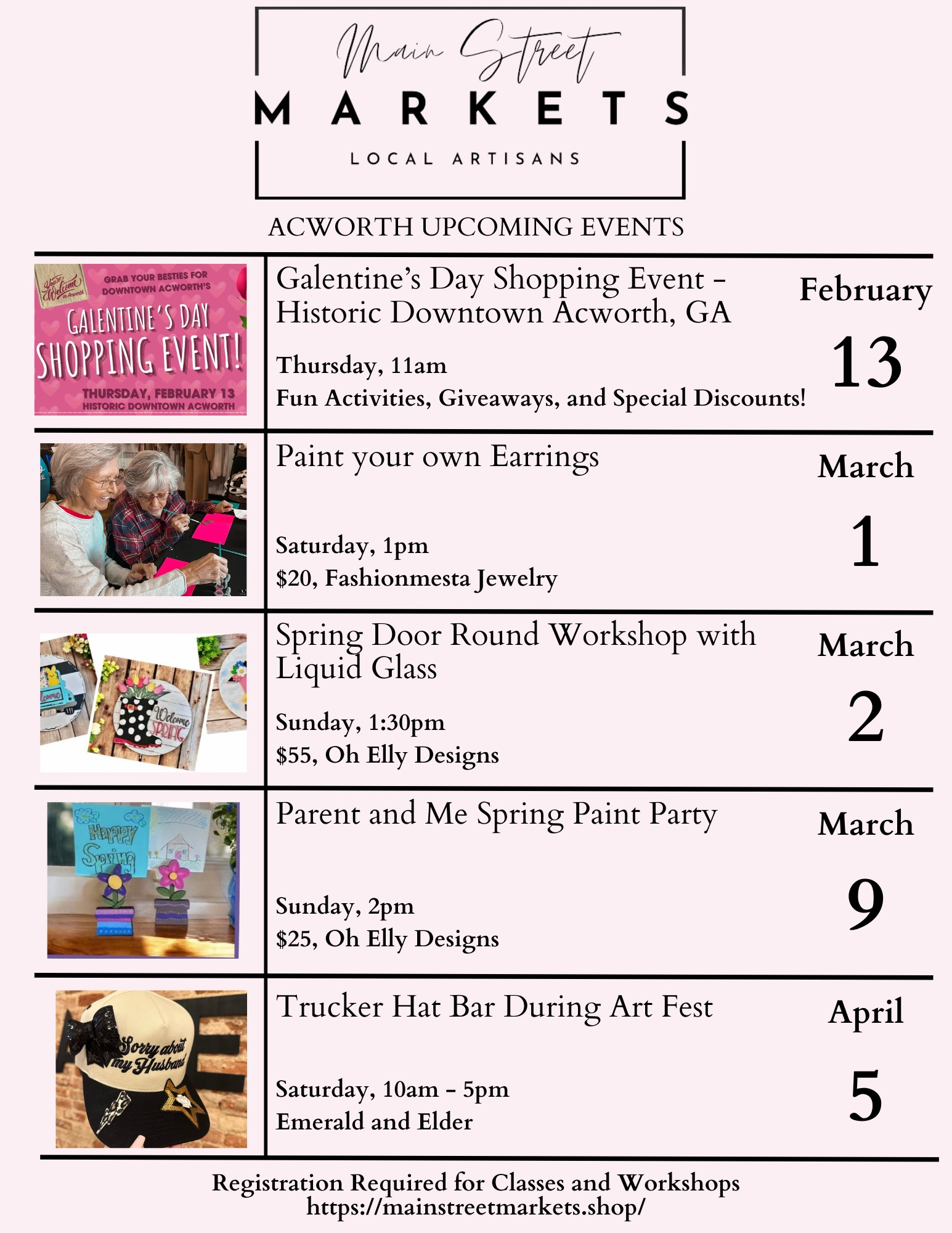 Acworth Events and Workshops Main Street Markets