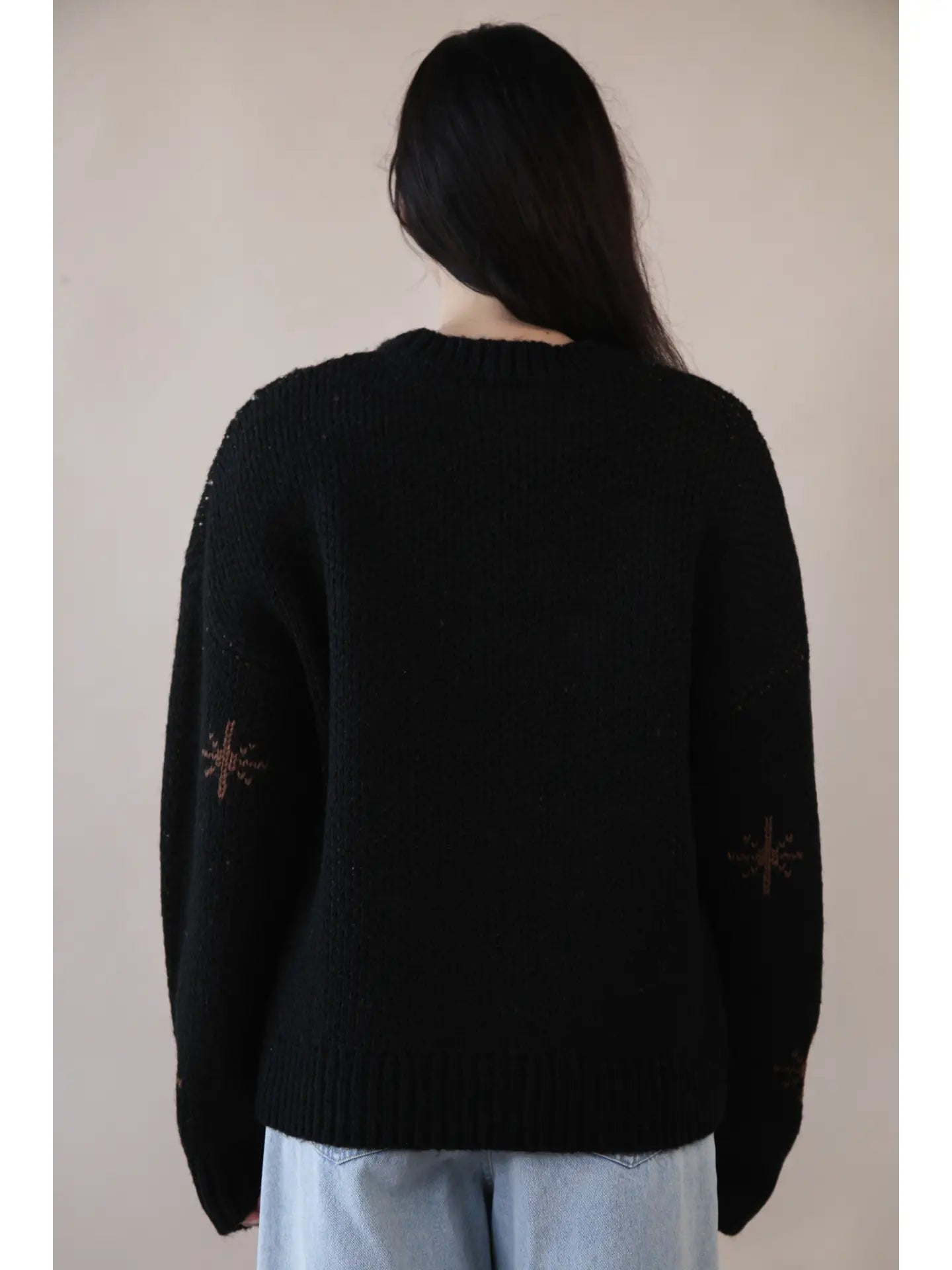 Cowboy Boots Graphic Print Knit Sweater