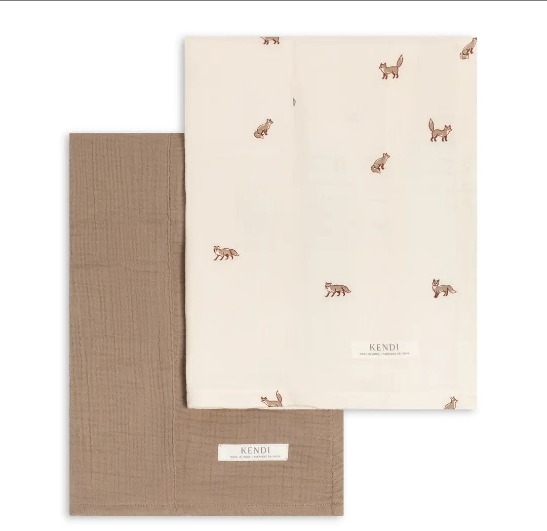 Fox 2-Pack Burp Cloths