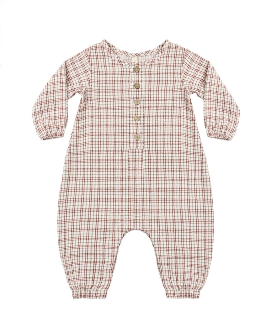 Christmas Plaid Woven Jumpsuit
