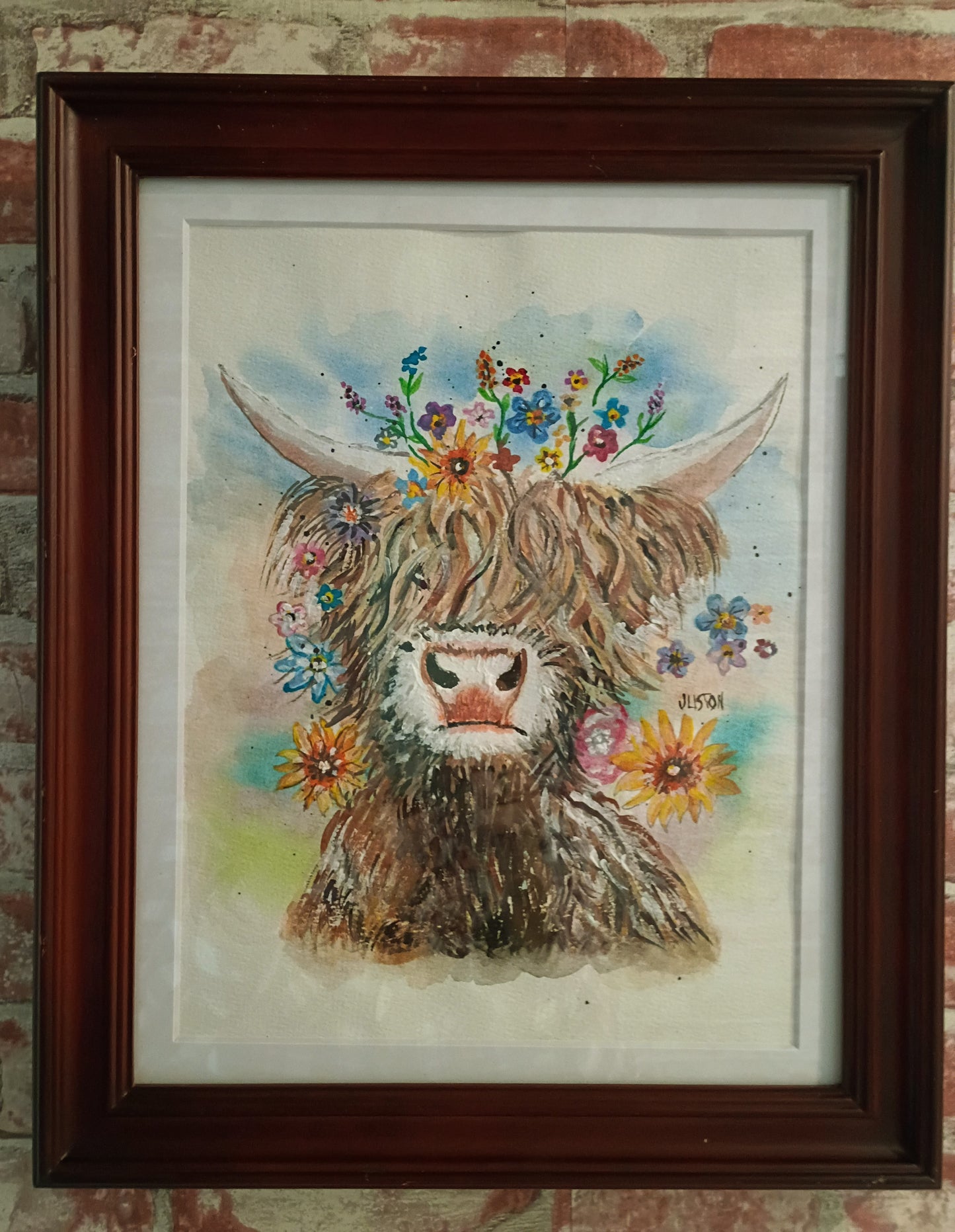 Framed Highland Cow Painting