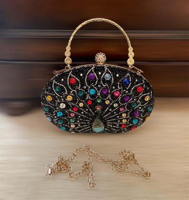 Peacock Rhinestone Evening Bag