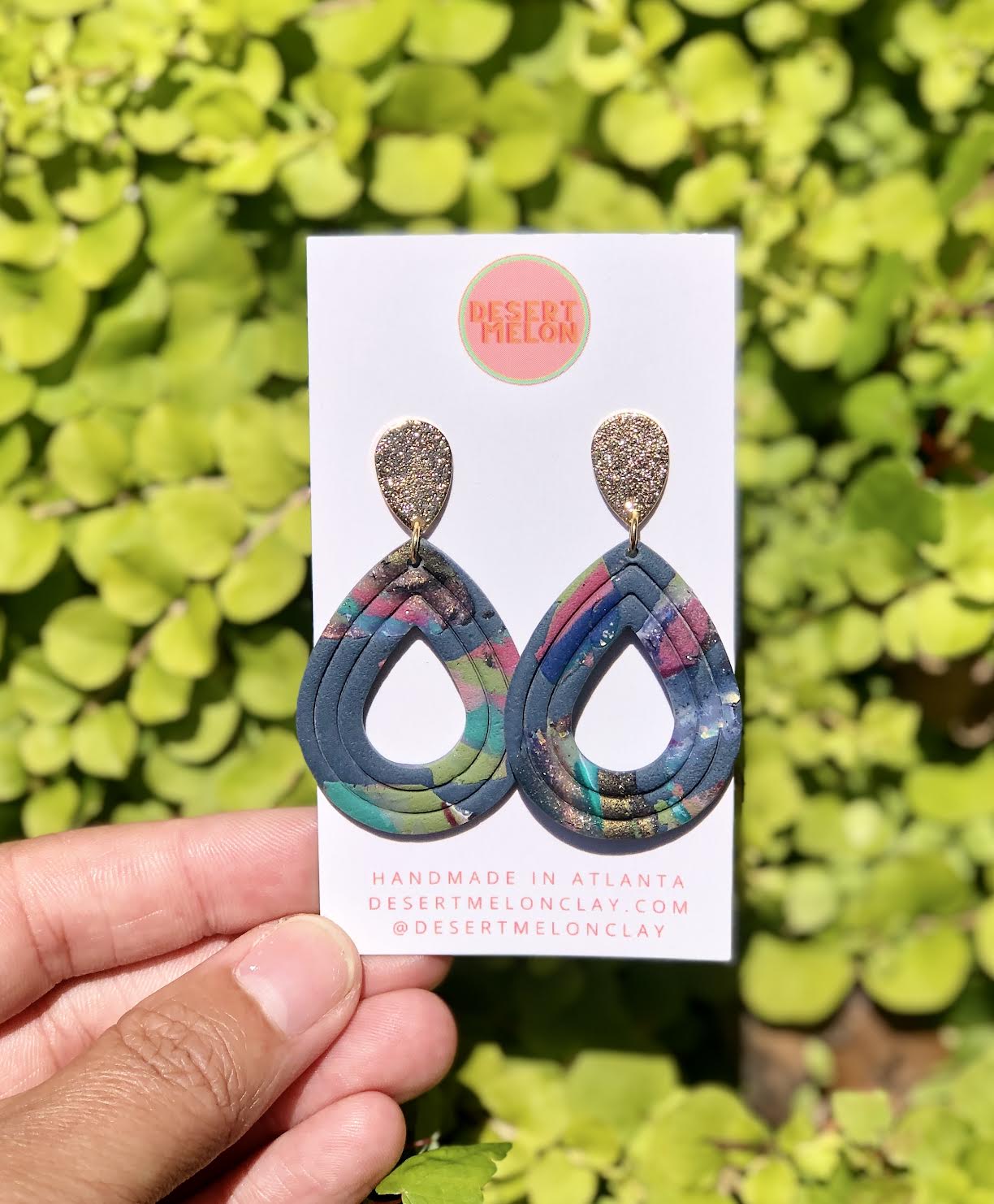 Navy Overlay Embossed Teardrop