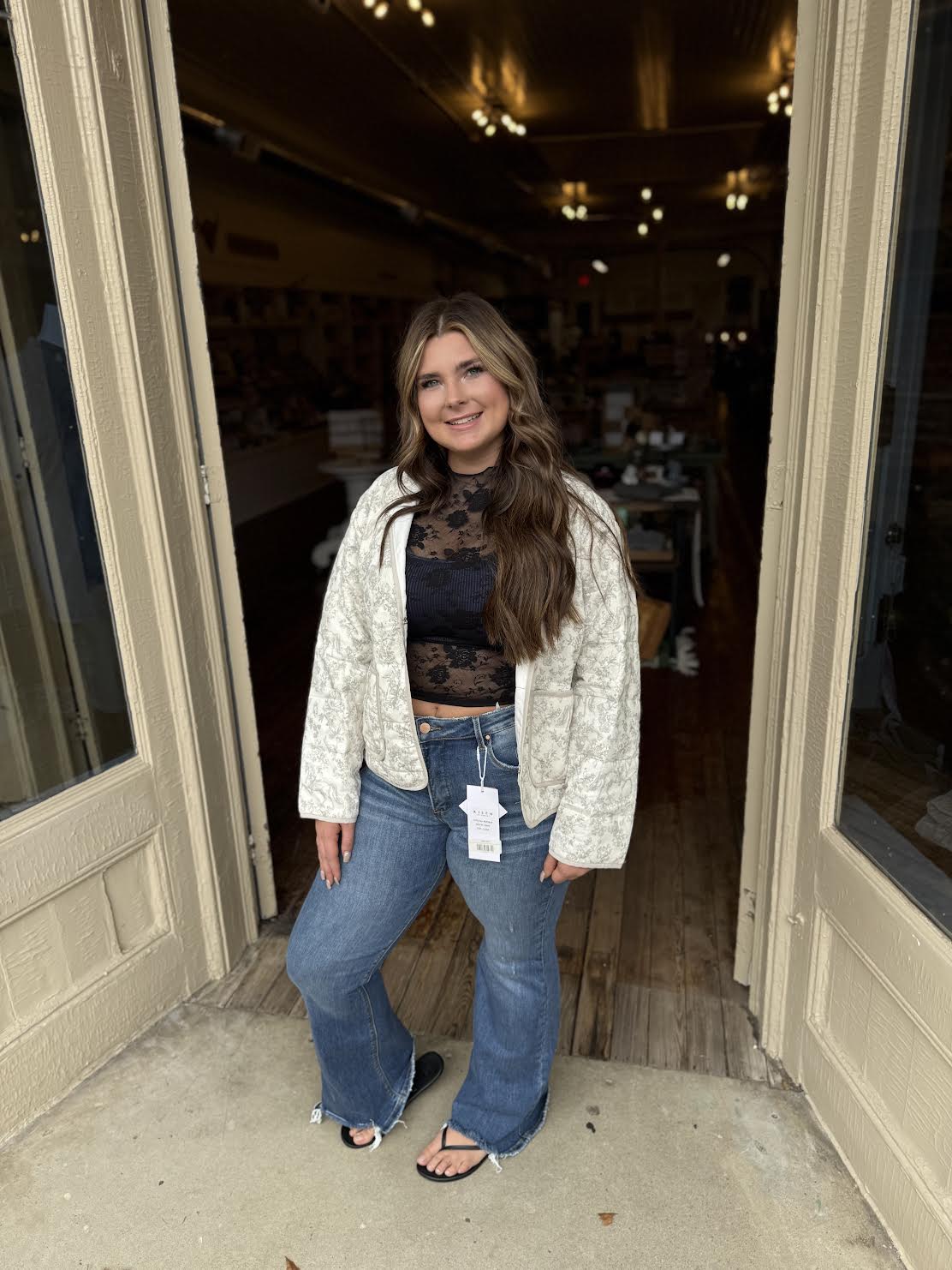 Main strip, gray and cream, Quilted horse jacket