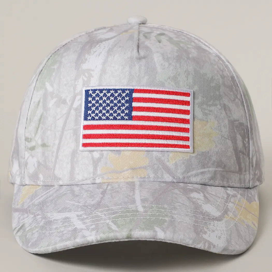 American Flag Embroidered Patch Nature Pattern Cap