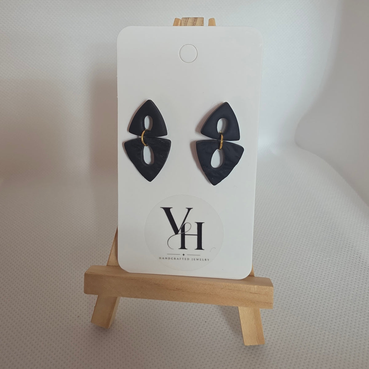 Black Triangle Dangle Earrings