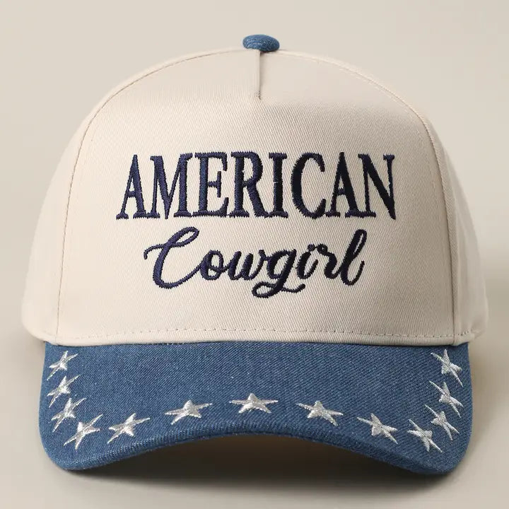 American Cowgirl Embroidered Star Denim Trucker Hat