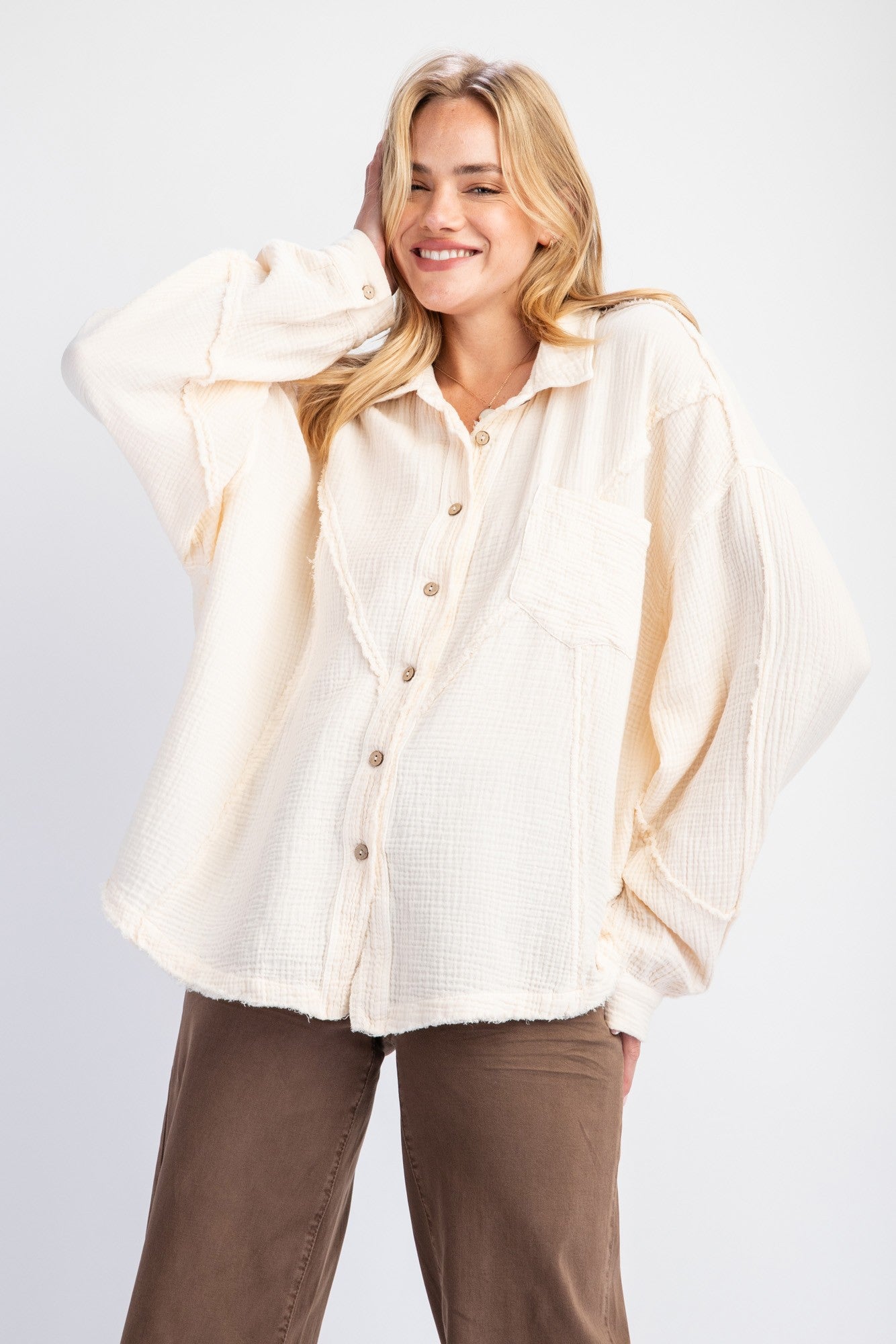 Vanilla Bean Button Down Gauze Top