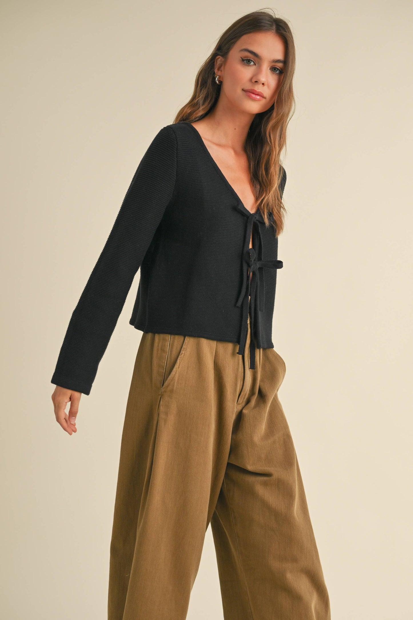 Long Sleeve Tie Cardigan