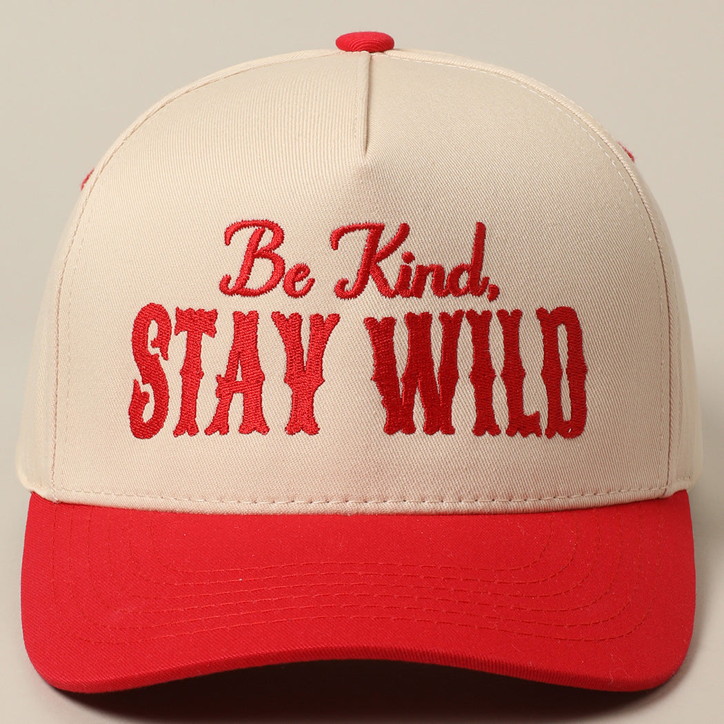 Be Kind Stay Wild Lettering Embroidery Trucker Hat