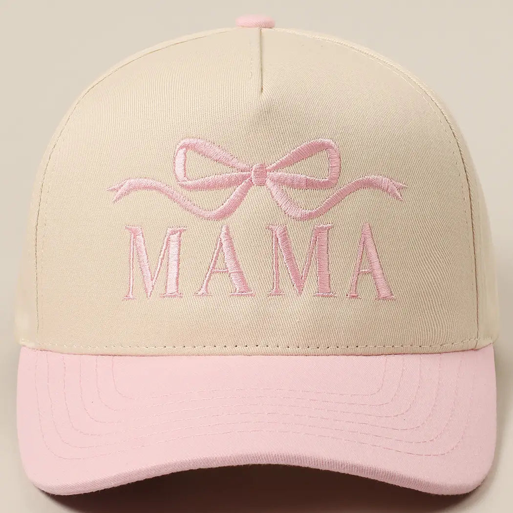 Mama Ribbon Embroidered Two-Tone Trucker Hat