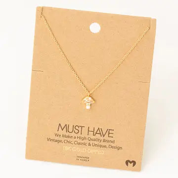 Mini Mushroom Pendant Necklace