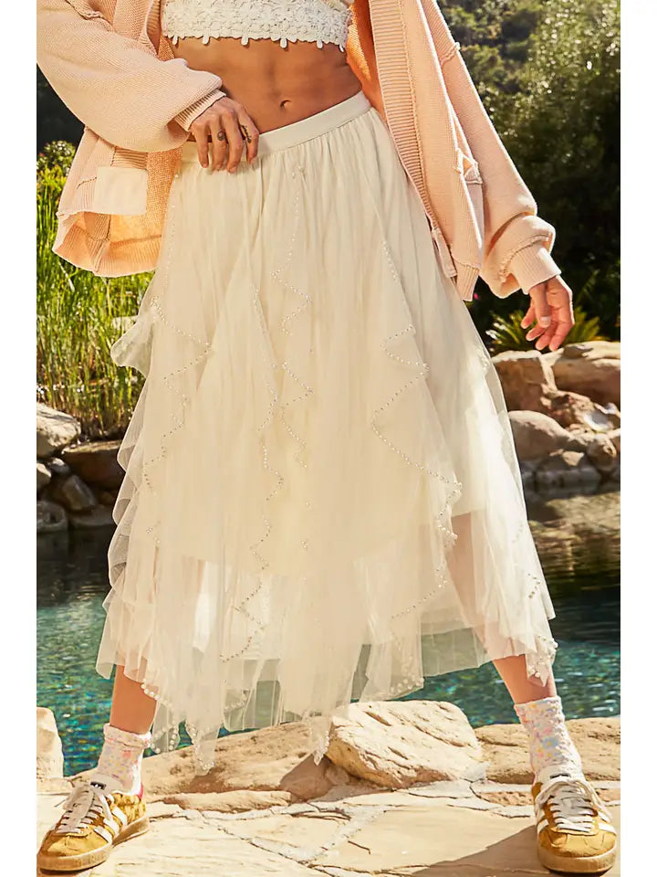 Pearled Ruffle Skirt