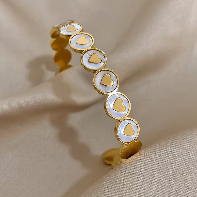 Adjustable Cuff Bracelet with Heart Detalis