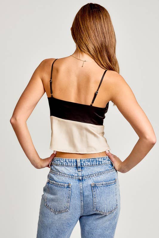 Spaghetti Strap Bow Detail Bias Crop Top