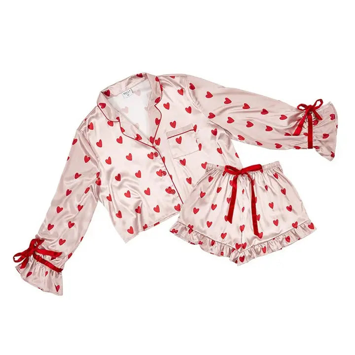 Short PJ + Velvet Ties Pajama Set