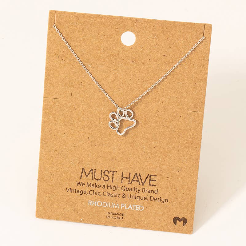 Gold Dipped Wire Paw Pendant Necklace