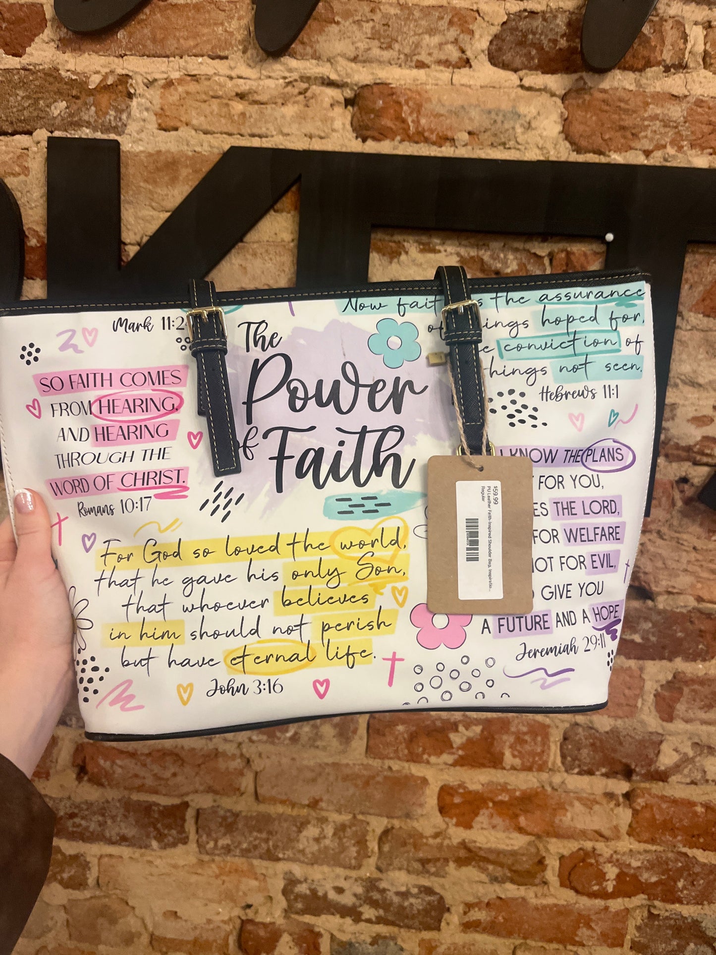 PU Leather Faith Inspired Shoulder Bag