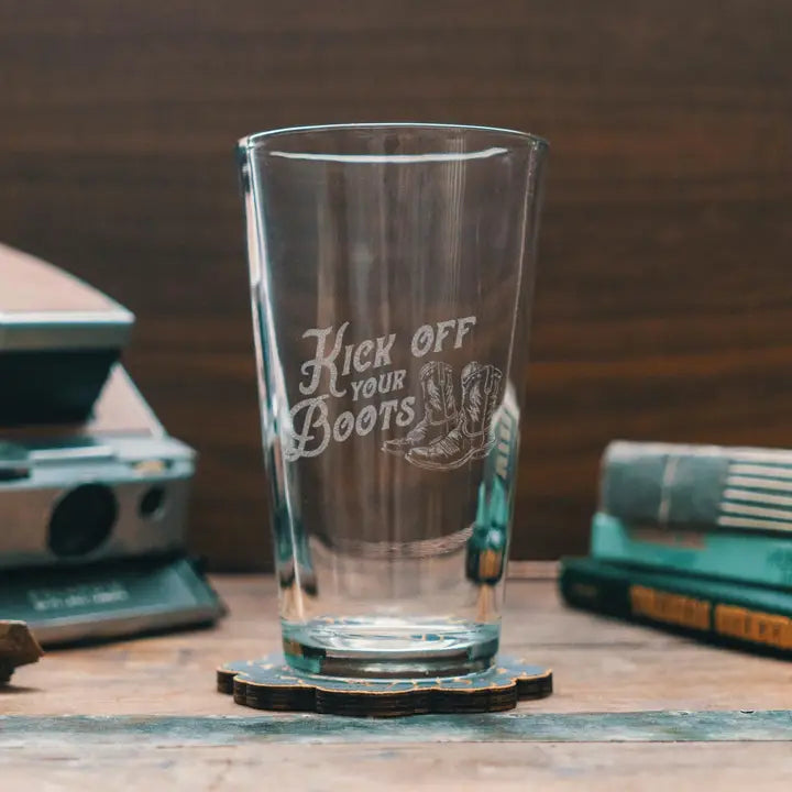 Kick Off Your Boots 16oz Glass Cup