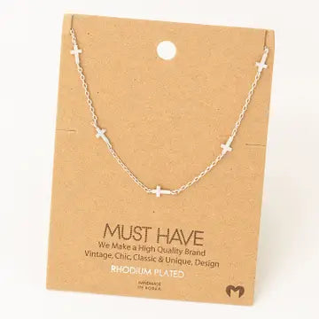 Dainty Cross Station Necklace