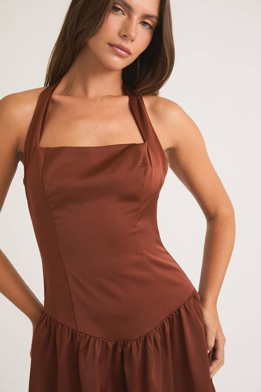 Halter Neck Low Waist Dress