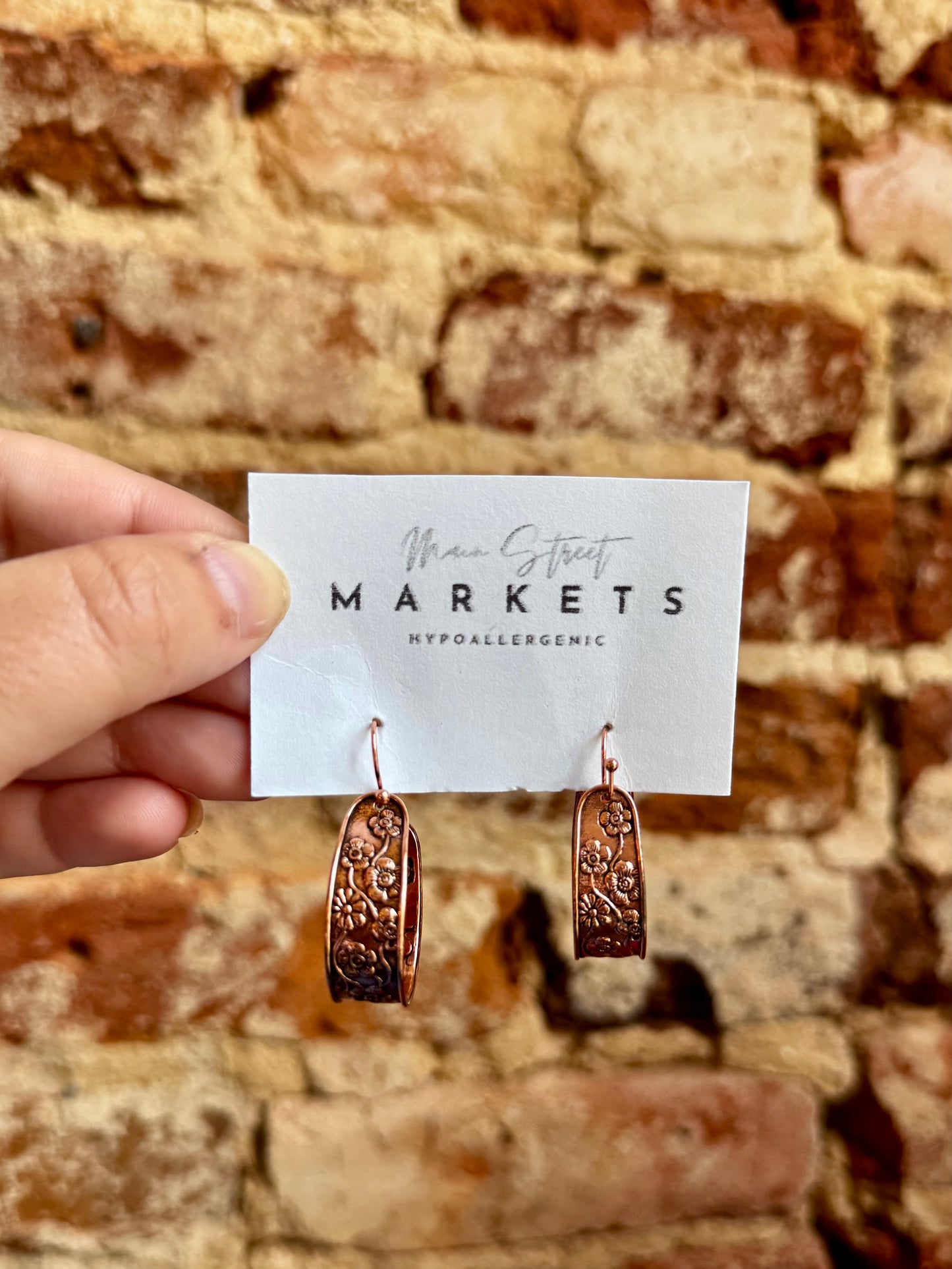 Floral Embossed Dangle Earrings