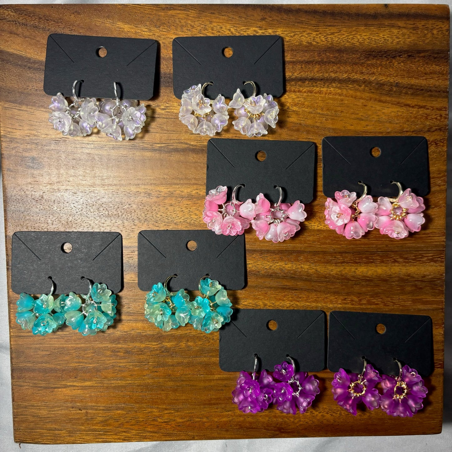 Beaded Flower Bunch Huggie Earrings