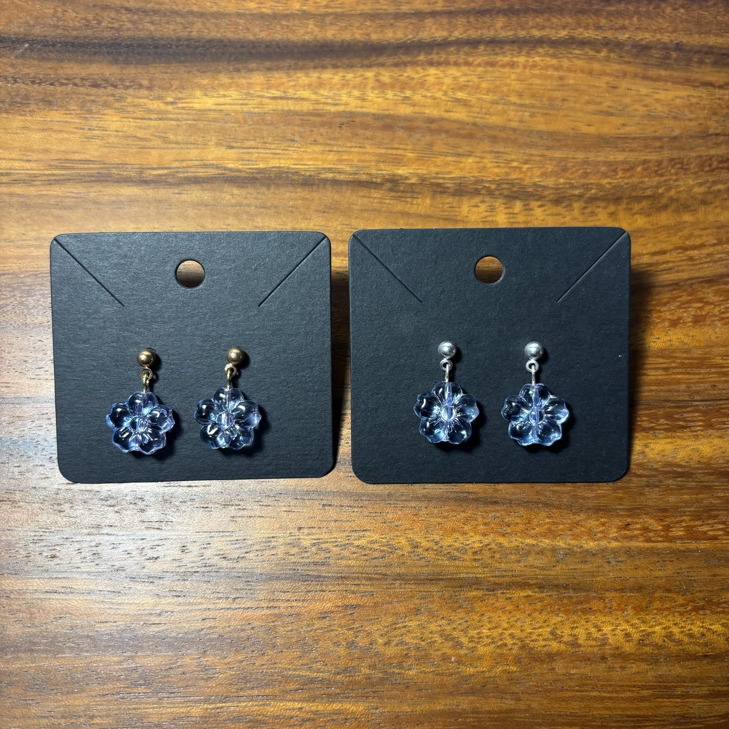 Blue Flower Beaded Earrings