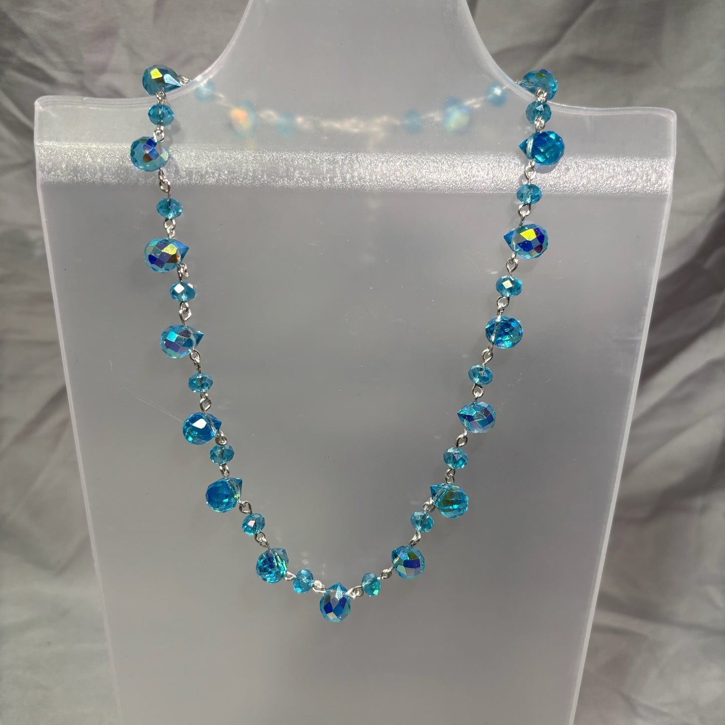 Blue Teardrop Beaded Necklace