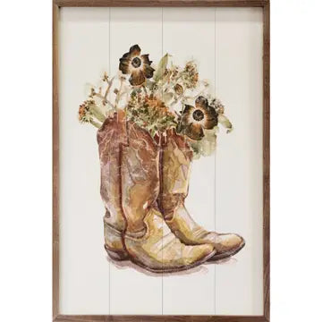 Brown Boots with Flowers