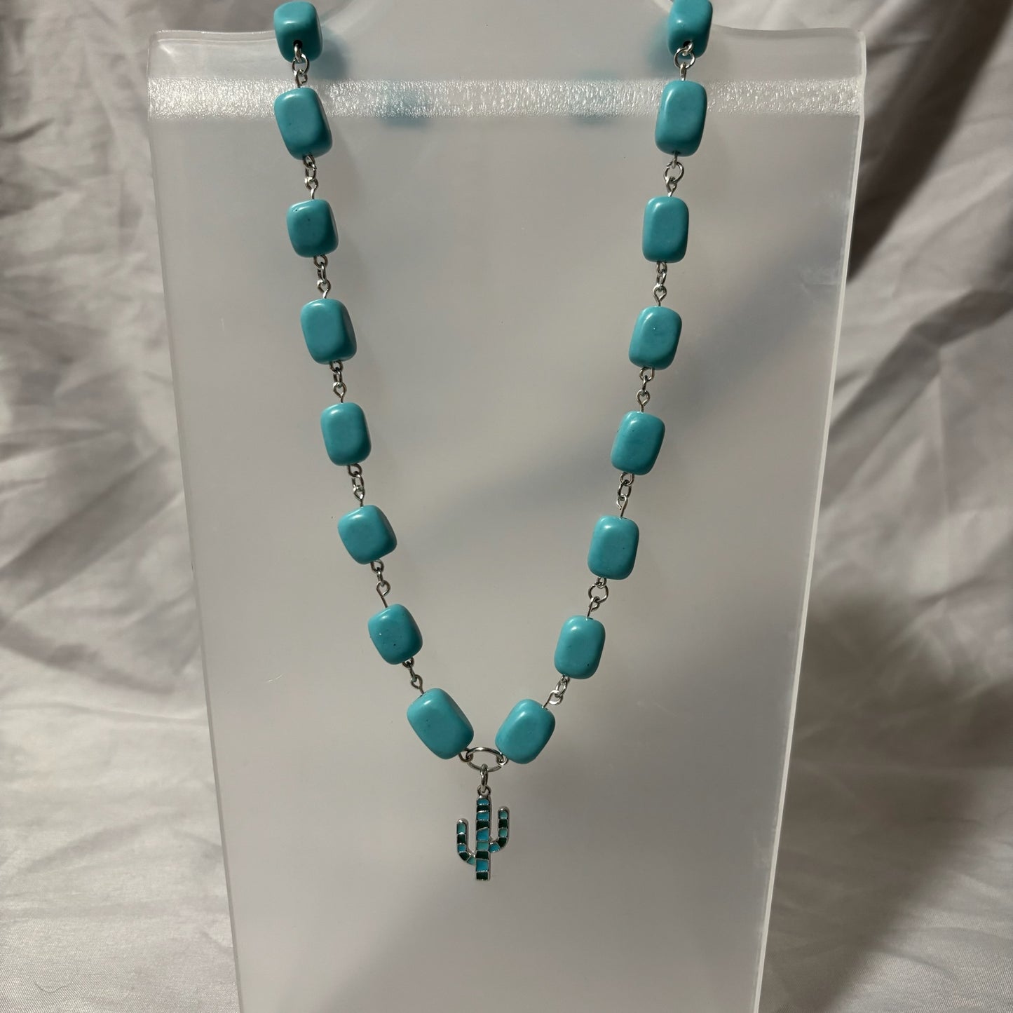 Cactus Charm Necklace - Turquoise