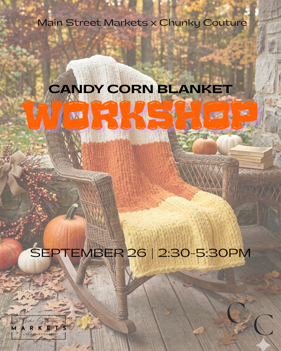 9/26/26 Chunky Knit Candy Corn Blanket Workshop - Dallas, GA