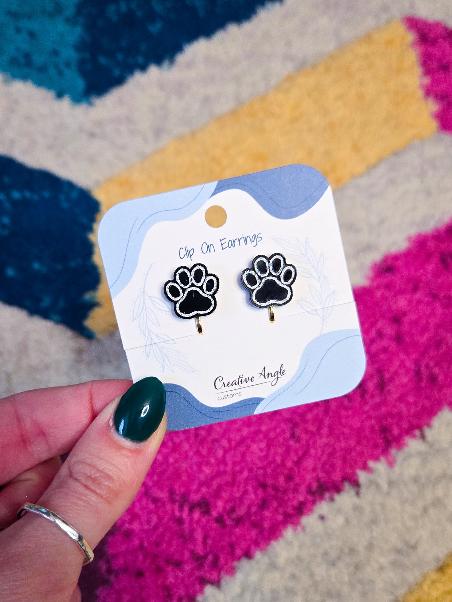 Paw Print Clip On Earrings