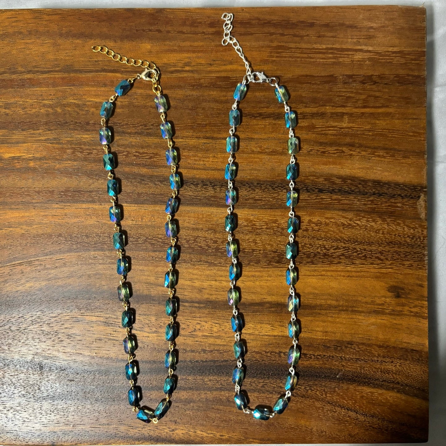 Dark Blue-Green Beaded Necklace