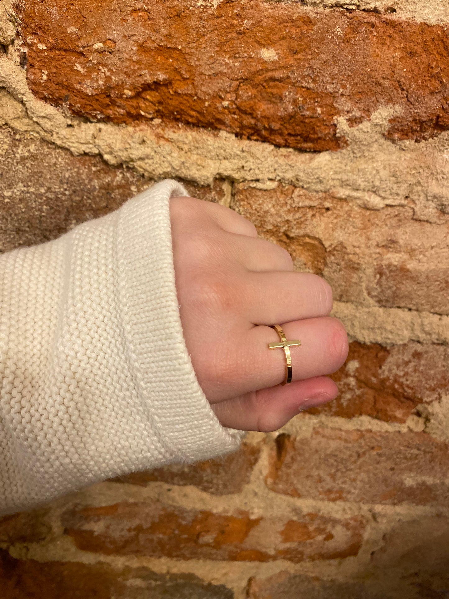 Solid Gold Cross Ring