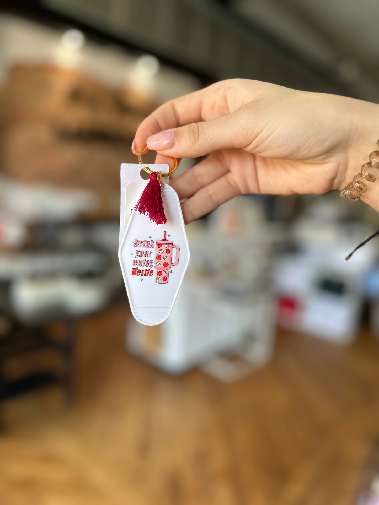 Drink Your Water Bestie Keychain