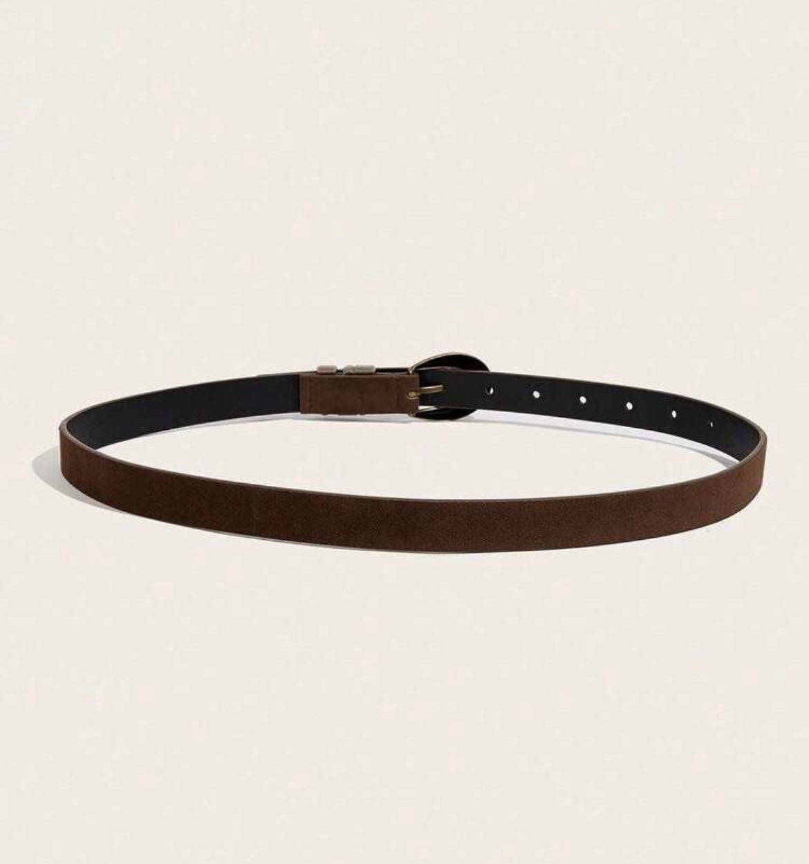 Brown Velvet Brass Buckle Belt
