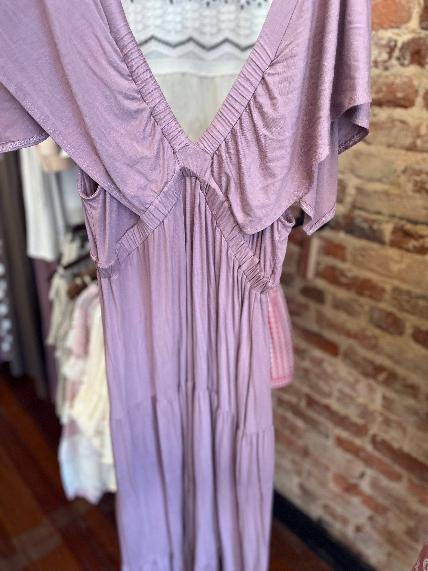 On Repeat Open Back Ruffle Maxi Dress