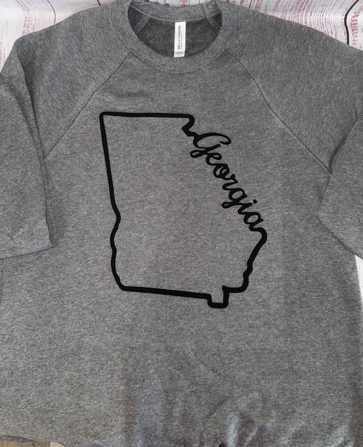 Georgia Outline Heather Deep Unisex Sponge Fleece Raglan Sweatshirt