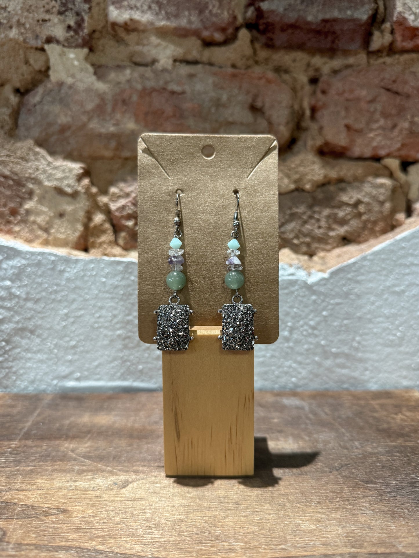 Druzy Earrings with Gemstones