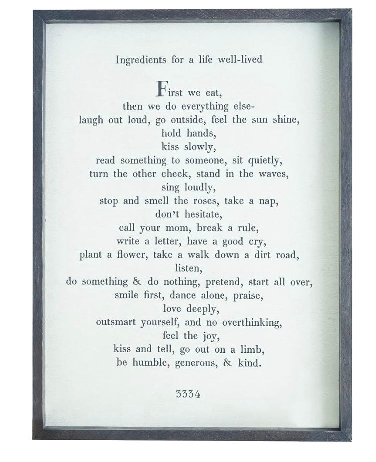 Ingredients for a life well-lived Wall Decor