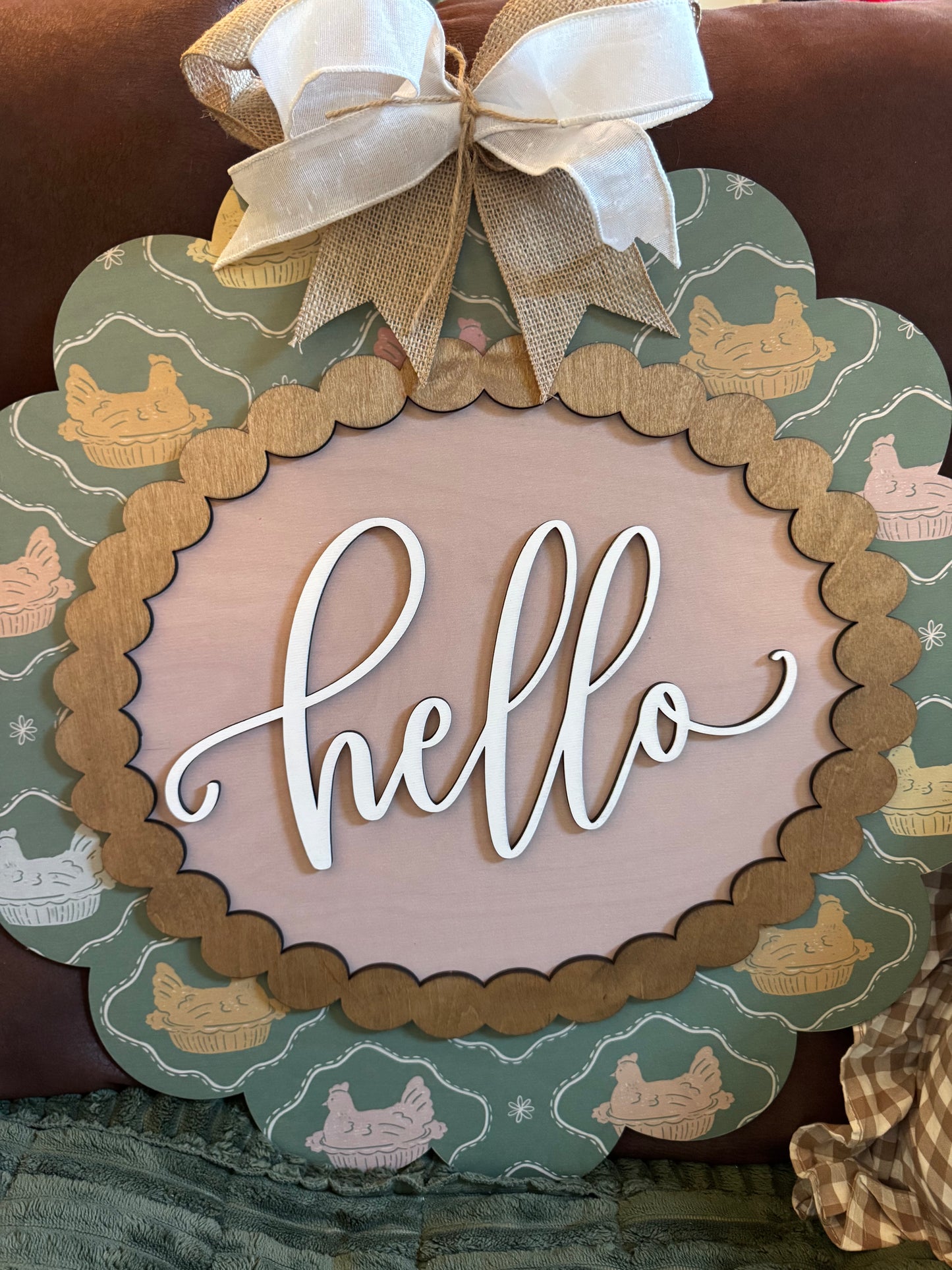 Hello Vintage Hen Sign