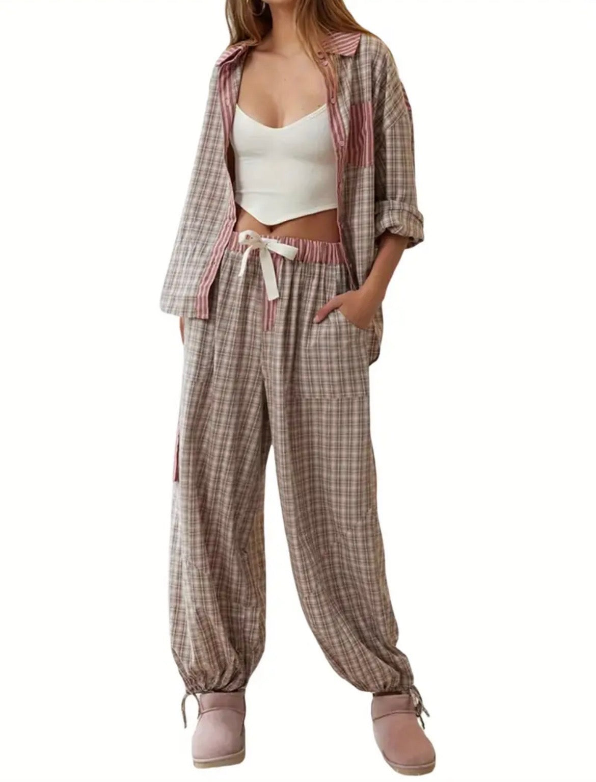 Color Block Pajama Top