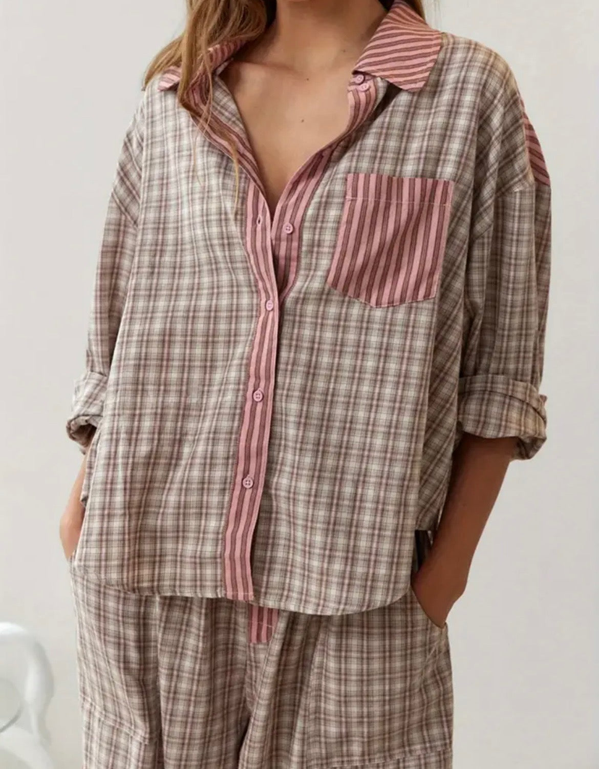 Color Block Pajama Top