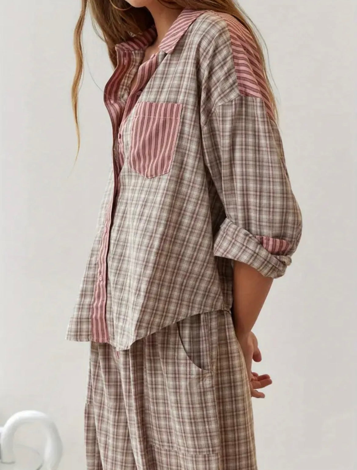 Color Block Pajama Top