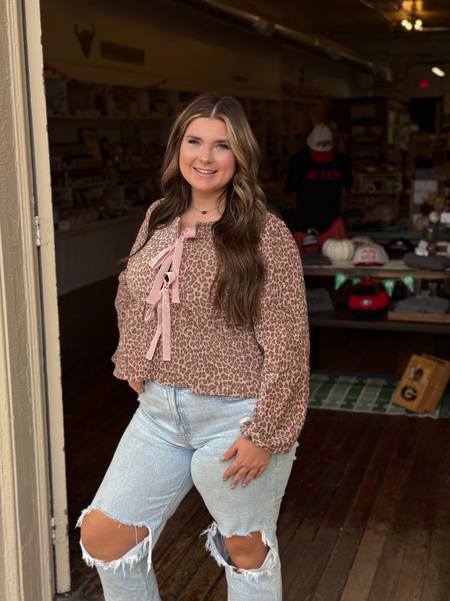 Sweet & Sassy Leopard Bow Top
