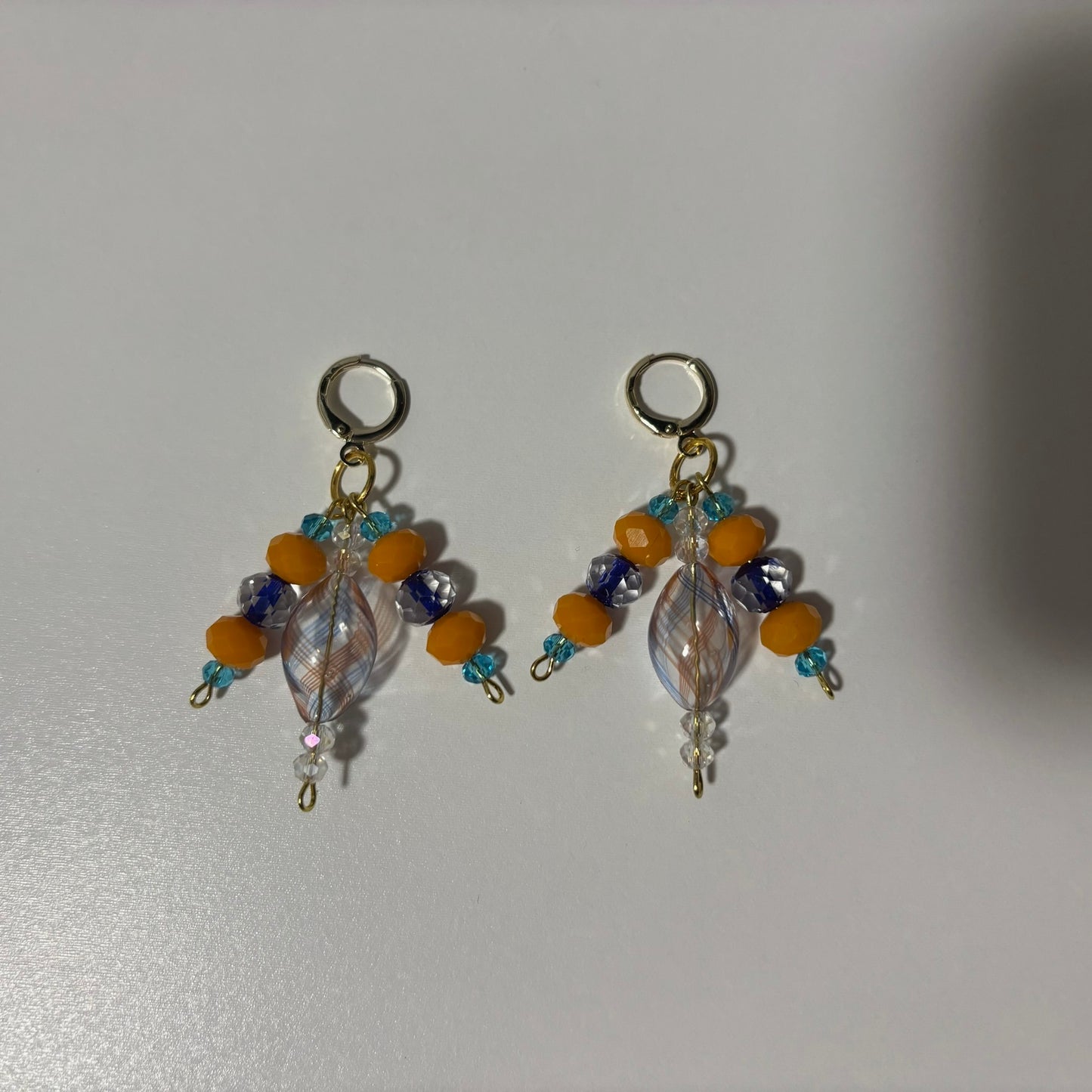 Orange/Blue Beaded Earrings