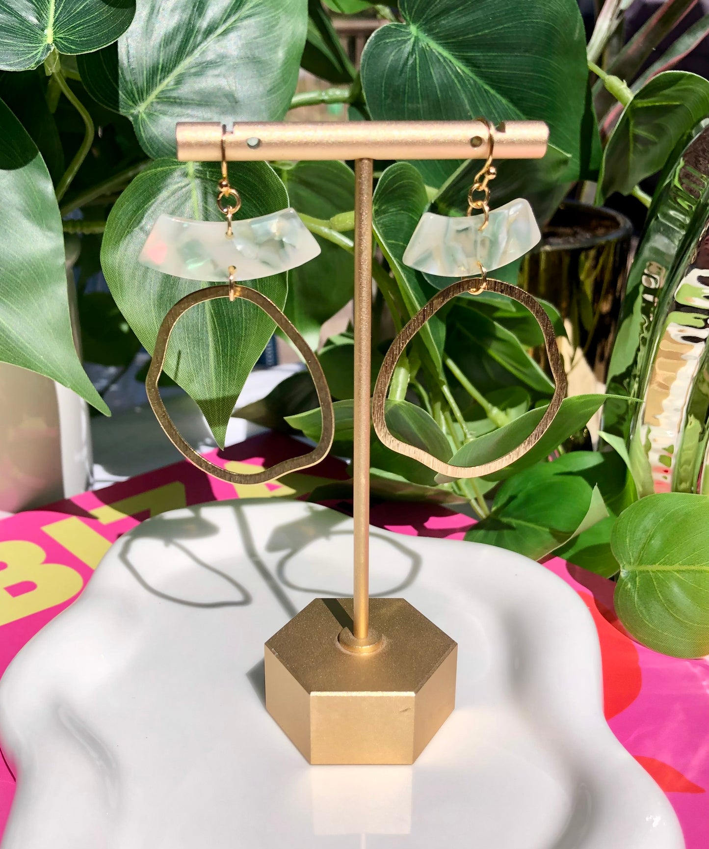 Organic Brass/Acrylic Dangles