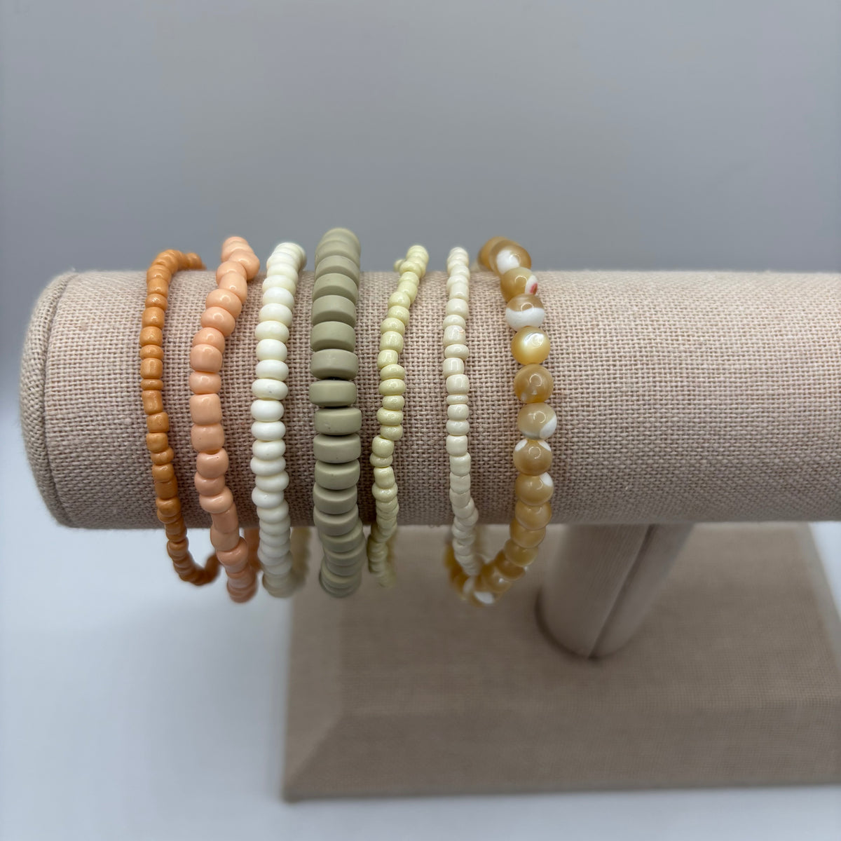Peach and Neutral Bracelet Set