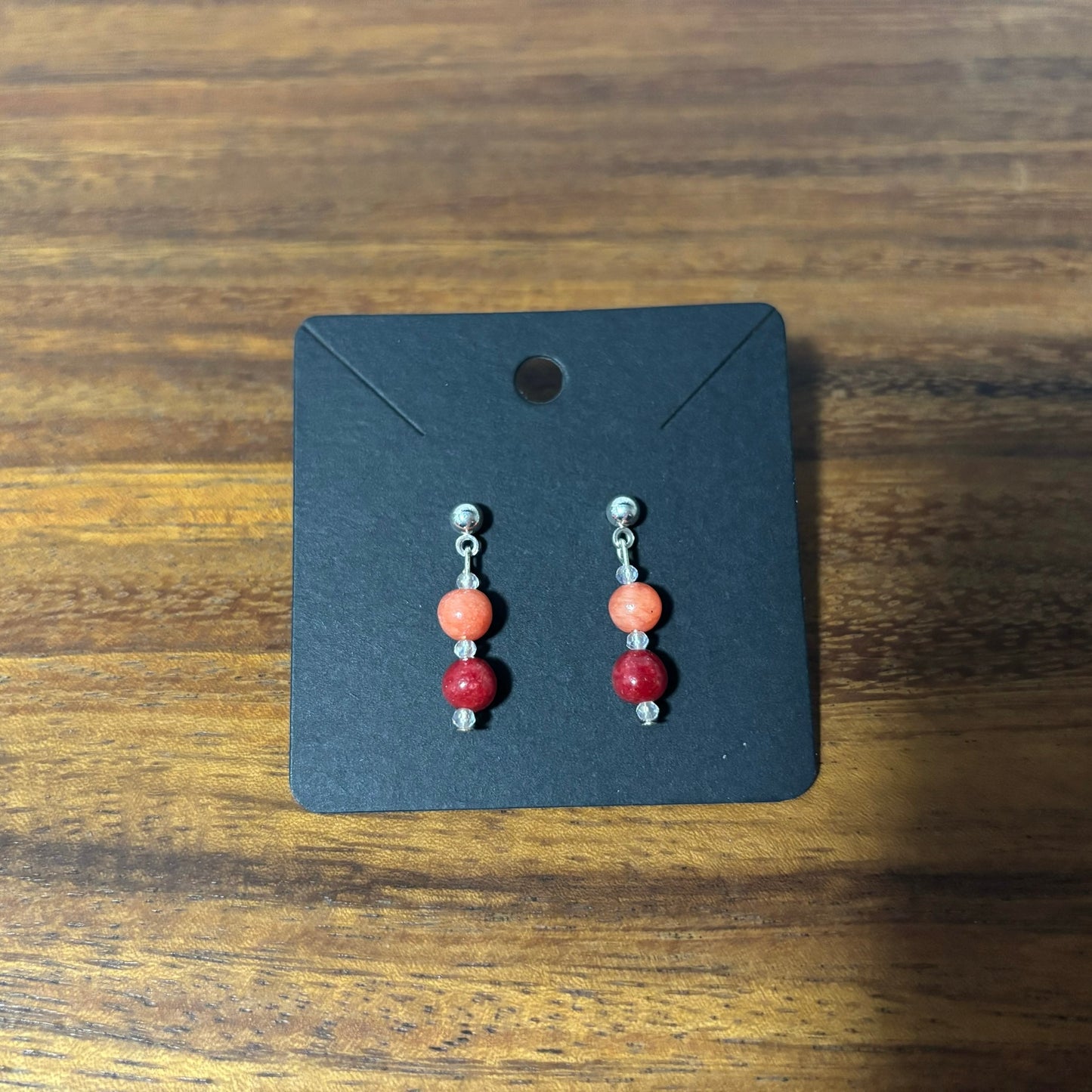 Red/Orange Stone Beaded Earrings